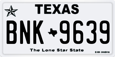 TX license plate BNK9639