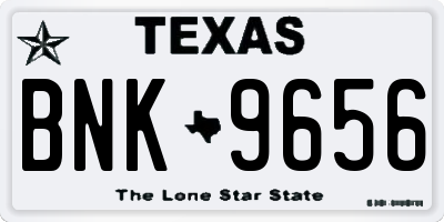 TX license plate BNK9656