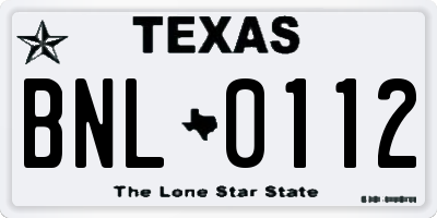 TX license plate BNL0112
