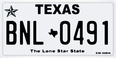 TX license plate BNL0491