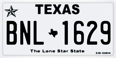 TX license plate BNL1629
