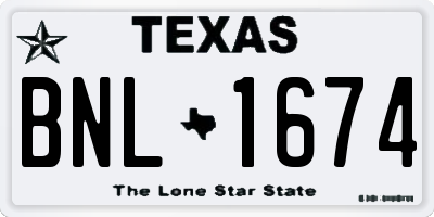 TX license plate BNL1674