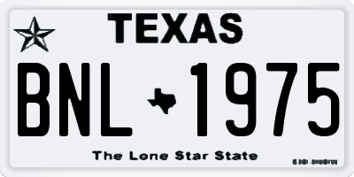 TX license plate BNL1975