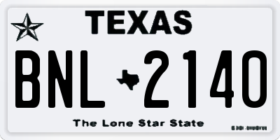 TX license plate BNL2140
