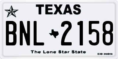 TX license plate BNL2158