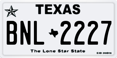 TX license plate BNL2227
