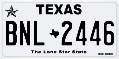 TX license plate BNL2446
