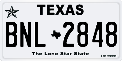TX license plate BNL2848