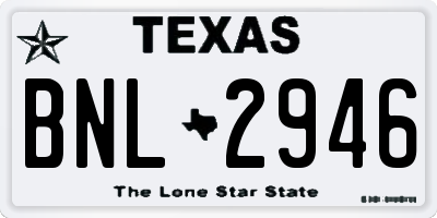 TX license plate BNL2946