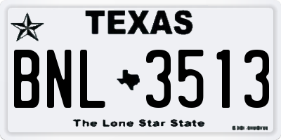 TX license plate BNL3513