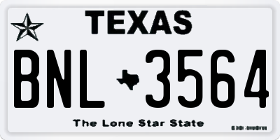 TX license plate BNL3564