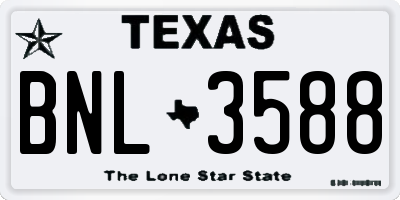 TX license plate BNL3588