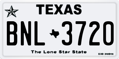 TX license plate BNL3720
