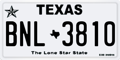 TX license plate BNL3810