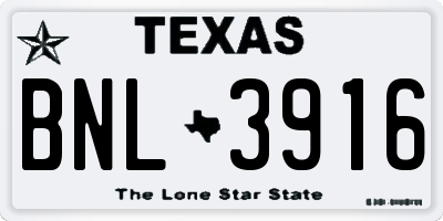TX license plate BNL3916