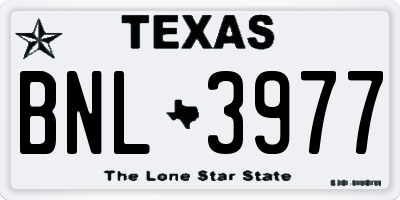 TX license plate BNL3977