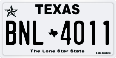 TX license plate BNL4011