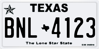 TX license plate BNL4123