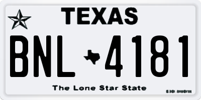 TX license plate BNL4181
