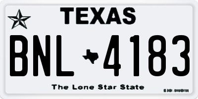TX license plate BNL4183