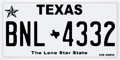 TX license plate BNL4332