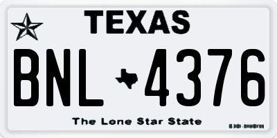TX license plate BNL4376