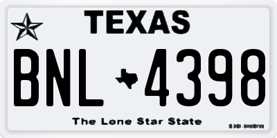 TX license plate BNL4398