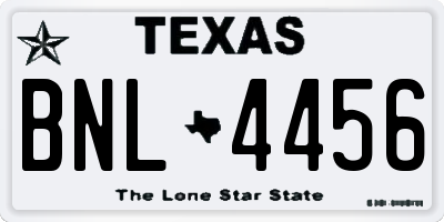 TX license plate BNL4456