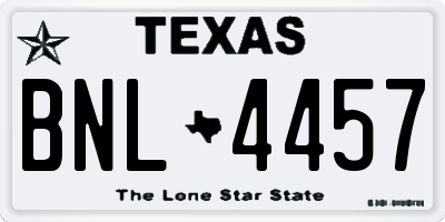 TX license plate BNL4457