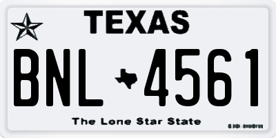 TX license plate BNL4561