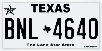 TX license plate BNL4640