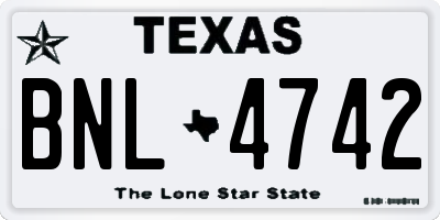 TX license plate BNL4742