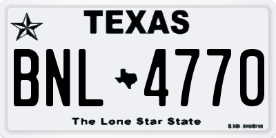 TX license plate BNL4770