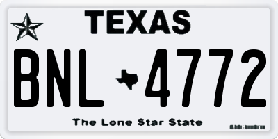 TX license plate BNL4772