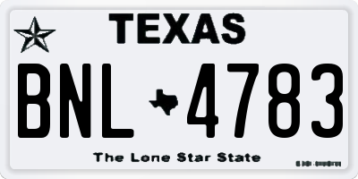 TX license plate BNL4783