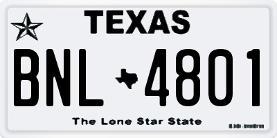TX license plate BNL4801