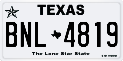 TX license plate BNL4819