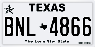 TX license plate BNL4866