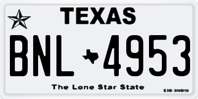 TX license plate BNL4953