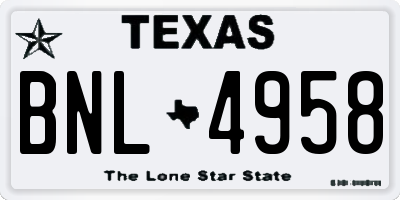 TX license plate BNL4958