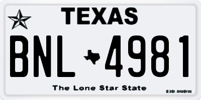 TX license plate BNL4981