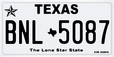 TX license plate BNL5087