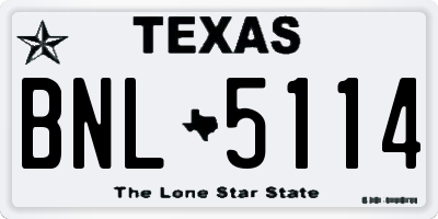 TX license plate BNL5114