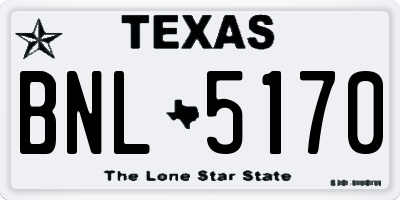 TX license plate BNL5170
