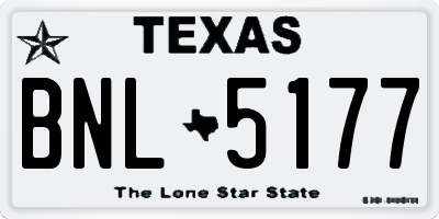 TX license plate BNL5177