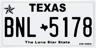 TX license plate BNL5178
