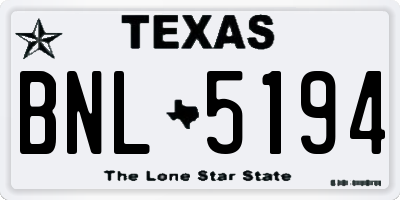 TX license plate BNL5194