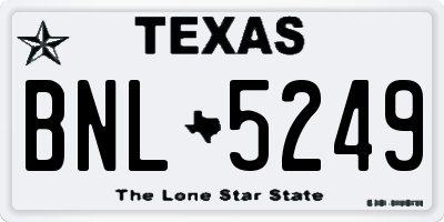 TX license plate BNL5249