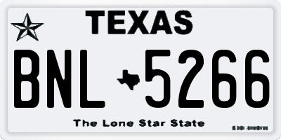 TX license plate BNL5266