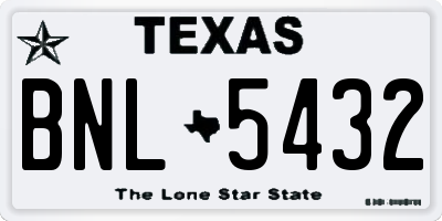 TX license plate BNL5432